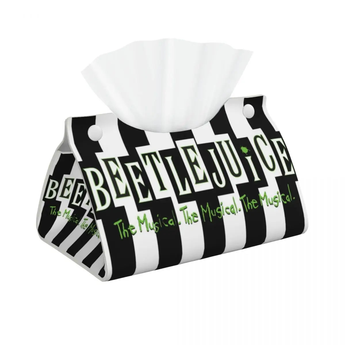 Custom Horror Movie Beetlejuices Tissue Box Holder Rectangular Tim Burton Style PU Leather Facial Tissue Box Cover for Bathroom