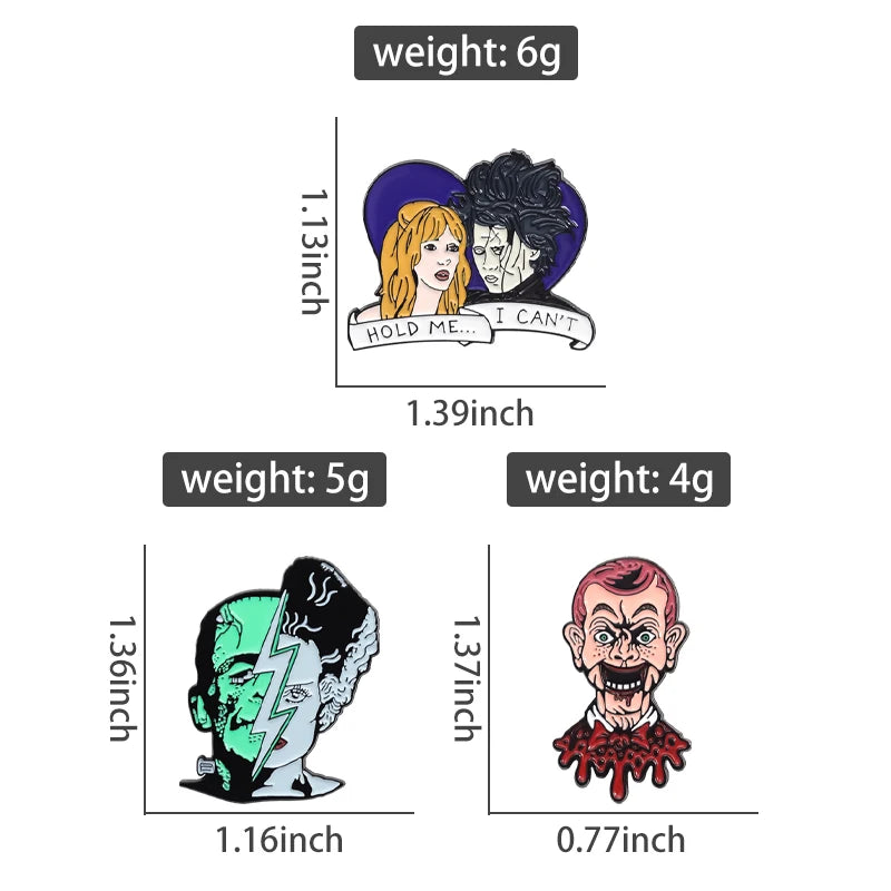 3-6 pcs/set Anime TV Movies Enamel Pins Horror Movie Characters Brooches Lapel Badges Jewelry Gift for Fans Friends