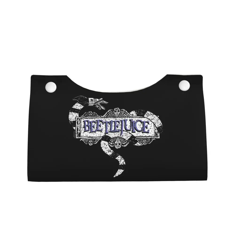 Custom Horror Movie Beetlejuices Tissue Box Holder Rectangular Tim Burton Style PU Leather Facial Tissue Box Cover for Bathroom