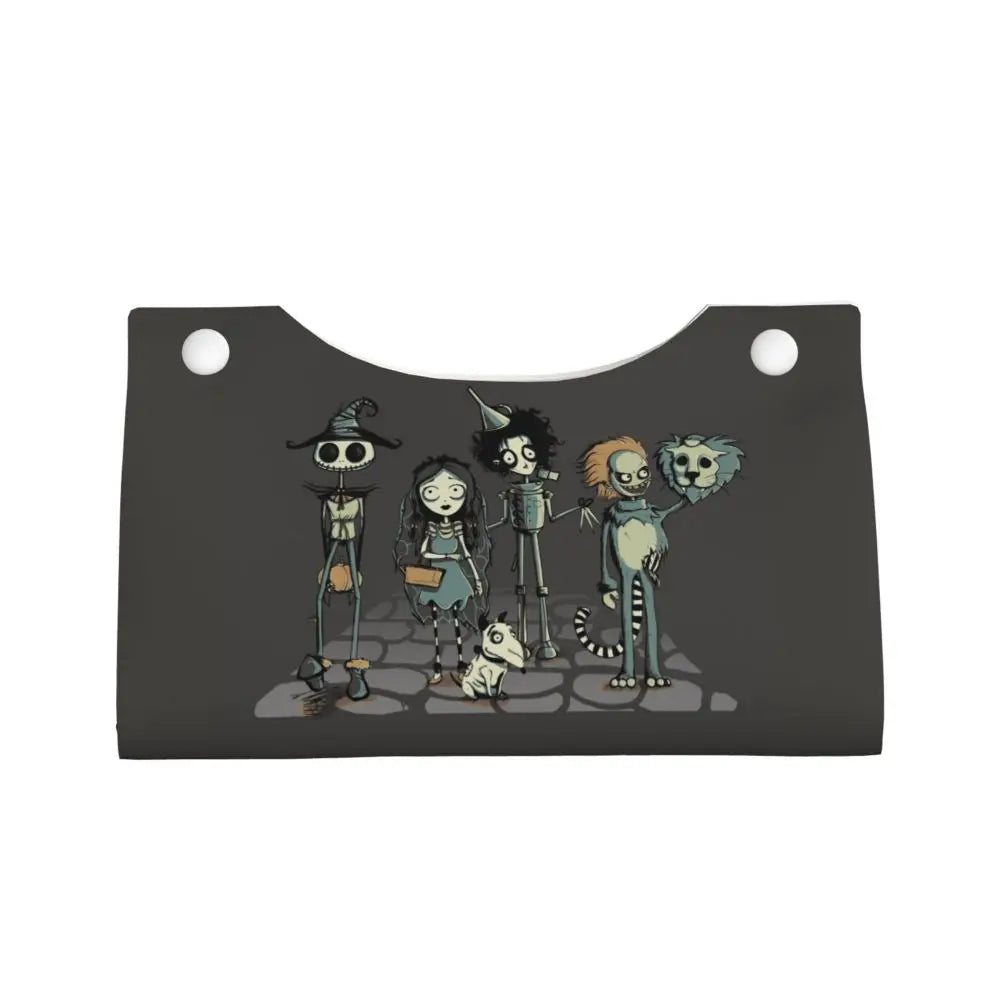 Custom Horror Movie Beetlejuices Tissue Box Holder Rectangular Tim Burton Style PU Leather Facial Tissue Box Cover for Bathroom
