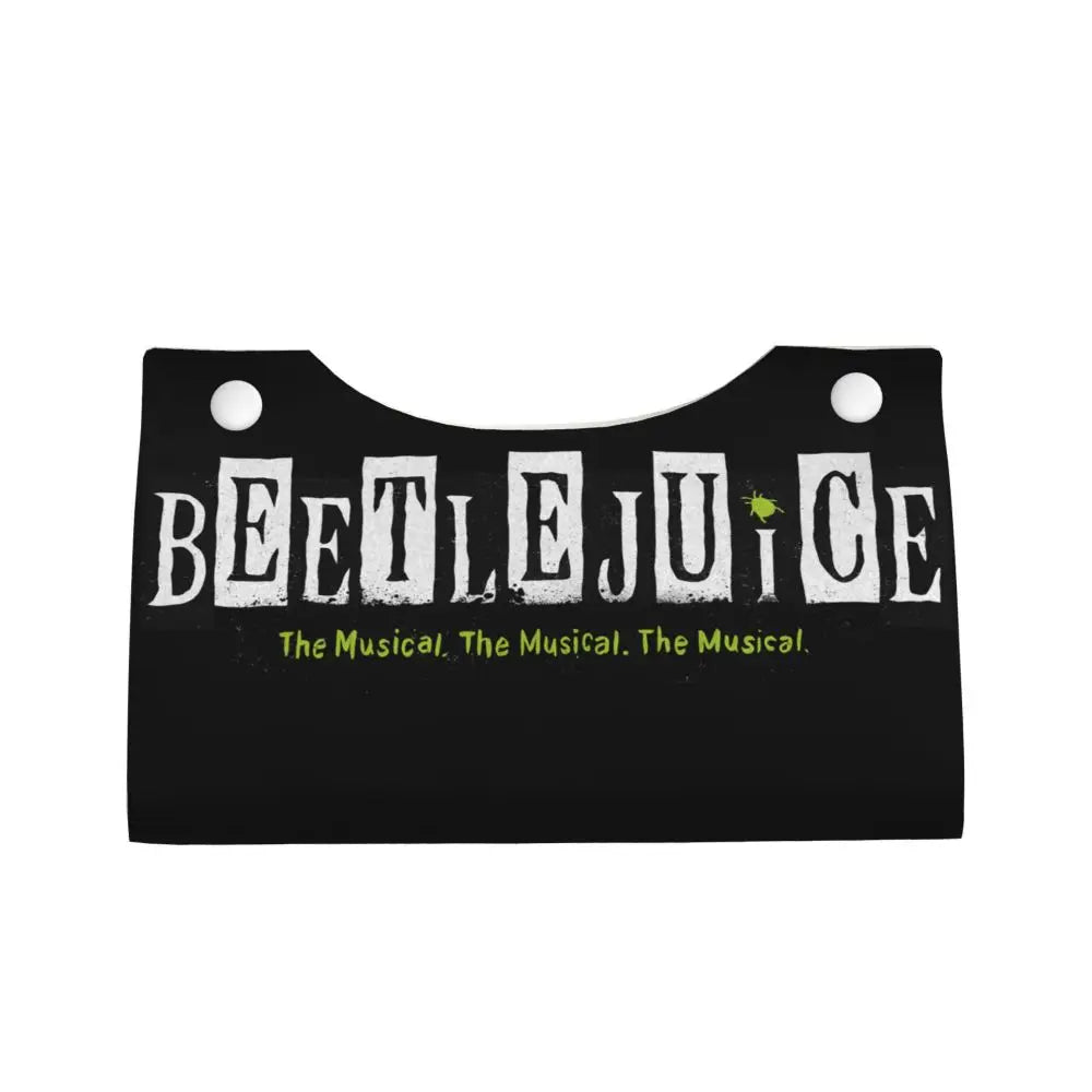 Custom Horror Movie Beetlejuices Tissue Box Holder Rectangular Tim Burton Style PU Leather Facial Tissue Box Cover for Bathroom