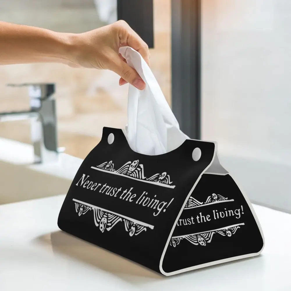 Custom Horror Movie Beetlejuices Tissue Box Holder Rectangular Tim Burton Style PU Leather Facial Tissue Box Cover for Bathroom