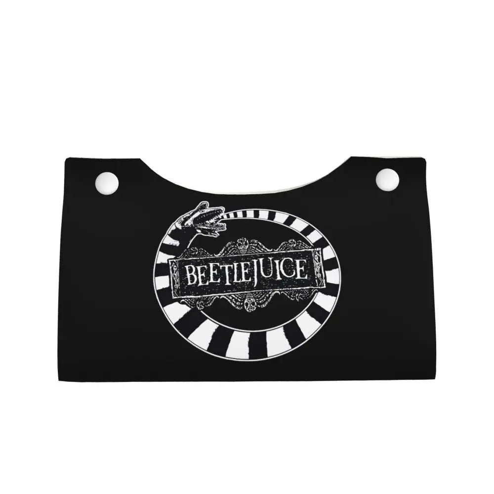 Custom Horror Movie Beetlejuices Tissue Box Holder Rectangular Tim Burton Style PU Leather Facial Tissue Box Cover for Bathroom