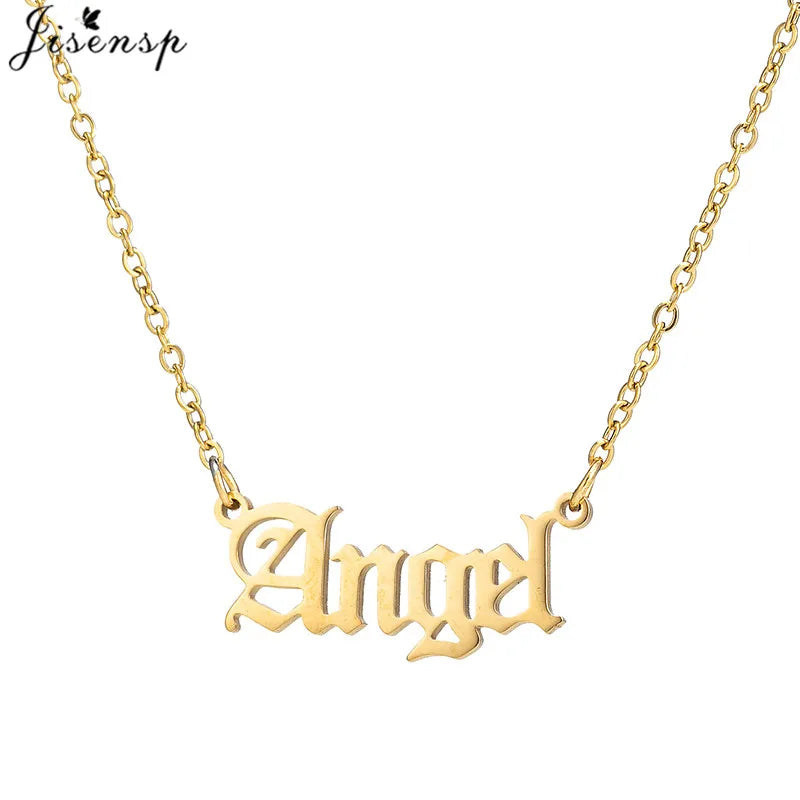 Art Letter Stainless Steel Necklace Gothic Punk Gross babygirl angel Baby princess prince Pendant Harajuku Necklace Gift