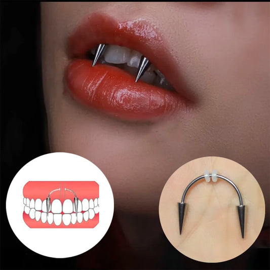 Gothic Medical Stainless Steel Dental Nails Lip Piercing Dracula Nail Studs Cosplay vampire Teeth Jewelry Smile Nail Clips