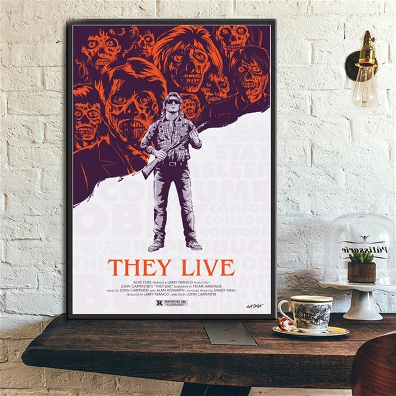 Canvas Oil Painting Hot They Live Horror Movie Film John Carpenter Poster Prints Art Wall Pictures For Living Room Home Decor