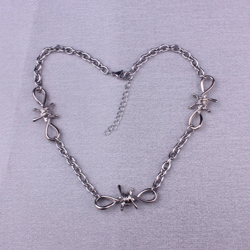 Wire Brambles Chokers Necklace For Women Punk Gothic Barbed Wire Thorns Necklaces For Men Gifts Jewelry Accessories Alloy