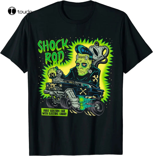 Frankenstein Shock Rod Gasser Horror Psychobilly Punk Art T-Shirt Black S-3Xl Tee Shirt