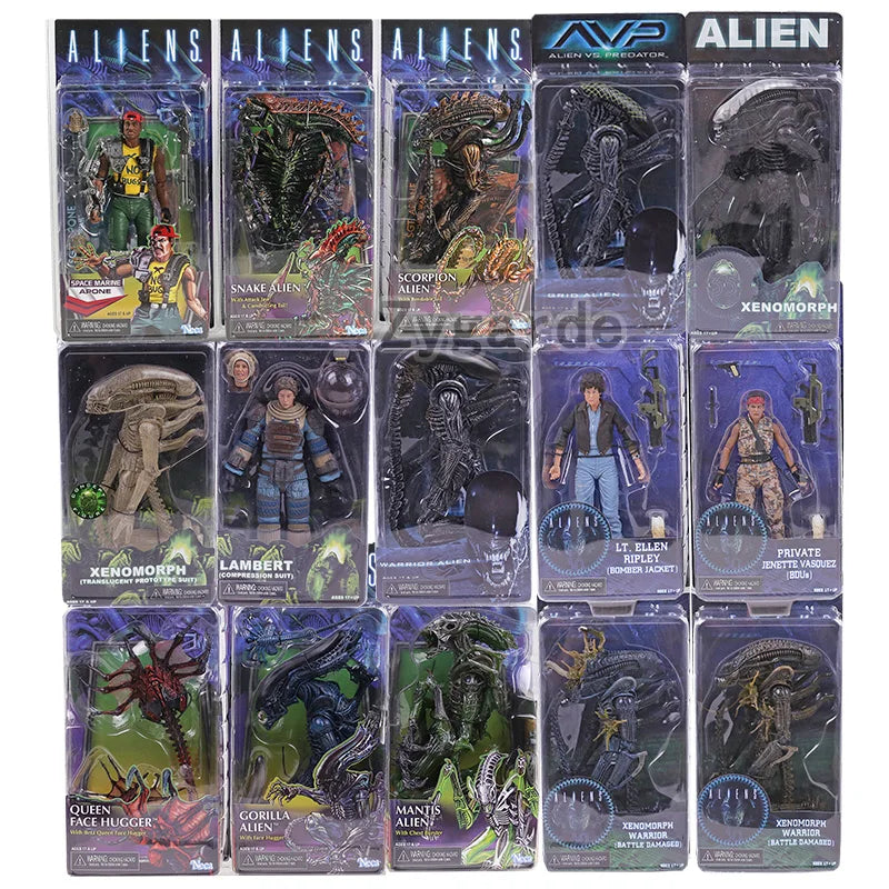 NECA Aliens Xenomorph Big Chap Dog Snake Scorpion Warrior Grid Alien Ellen Ripley Bishop Action Figure Collectible Model Toy