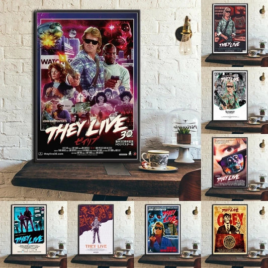 Canvas Oil Painting Hot They Live Horror Movie Film John Carpenter Poster Prints Art Wall Pictures For Living Room Home Decor