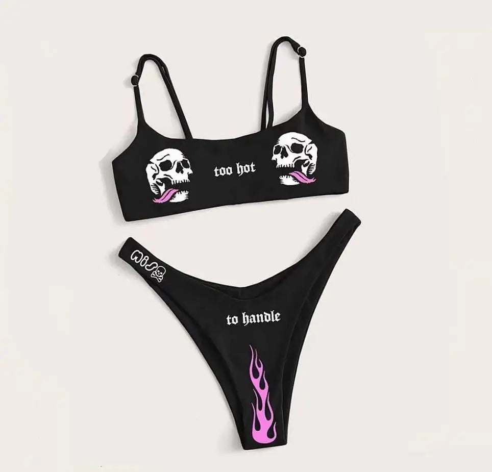 2024  Two-piece Bikini Sets Skull Print  Swimsuits