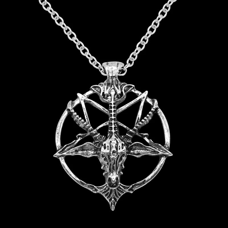 Pentagram Pan God Skull Goat Head Pendant Chain Necklace Jewelry