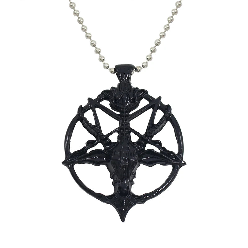 Pentagram Pan God Skull Goat Head Pendant Chain Necklace Jewelry