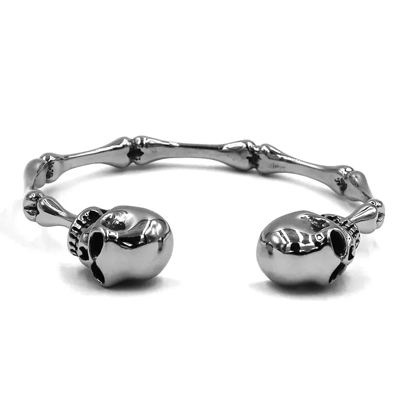 Vintage Ghost Skull Bones Biker  Bangle Stainless Steel Jewelry Gothic Cool Motor Biker Men Bangle Wholesale SJB0362A