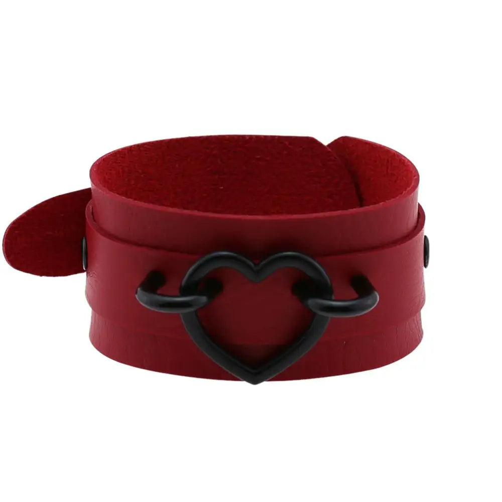 All balck punk heart  bracelets women men Leather Wristband Bracelet Cuff goth jewelry gothic  emo armbands cosplay accessories