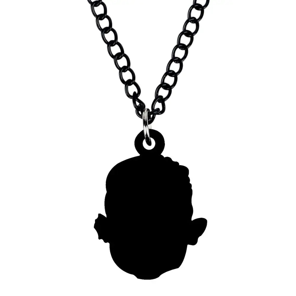 WEVENI Acrylic Halloween Horror Zombie Head Necklace Chain Aesthetic Pendant Jewelry For Women Kids Party Funny Gift Decoration