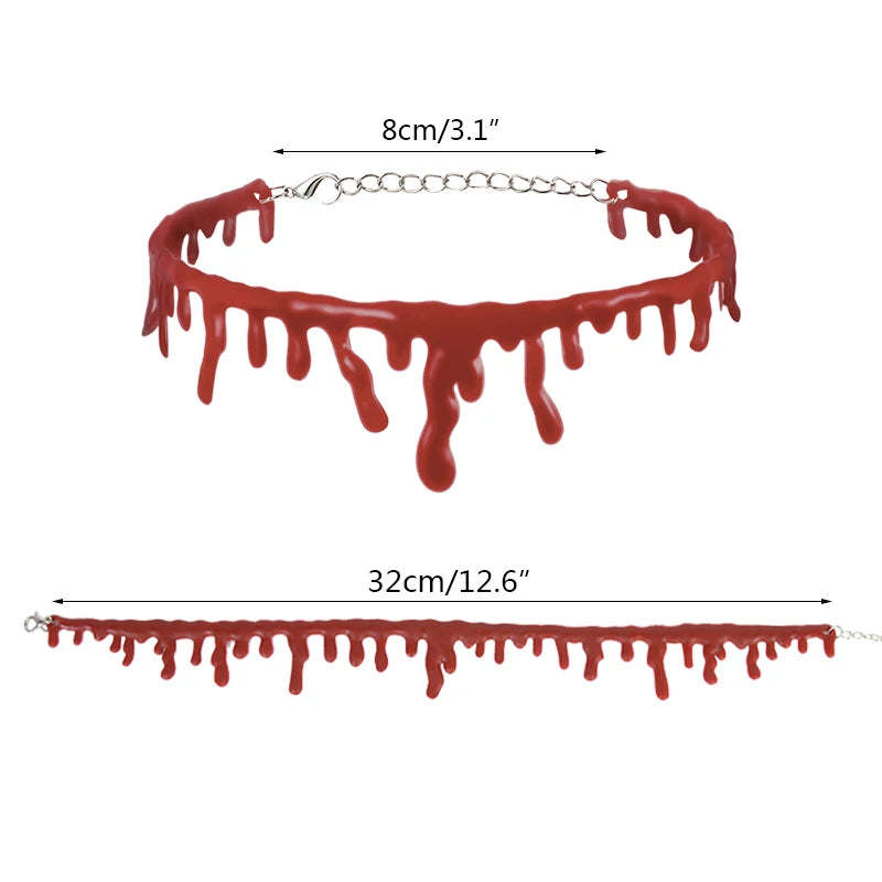 1pc Halloween Decoration Horror Blood Drip Necklace Fake Blood Vampire Fancy Joker Choker Costume Necklaces Party Accessories