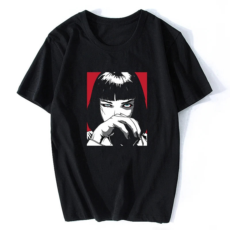 Quentin Tarantino Pulp Fiction Mia Vintage Men/women Fashion Men Cotton Movie 90S T-shirt Streetwear Punk Rock Aesthetic Clothes