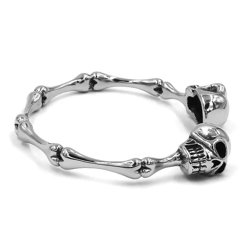 Vintage Ghost Skull Bones Biker  Bangle Stainless Steel Jewelry Gothic Cool Motor Biker Men Bangle Wholesale SJB0362A