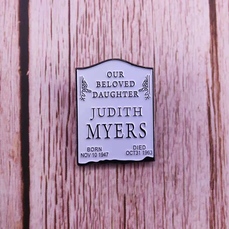 Tombstone brooch first victim rip Judith myers pin horror movie gift Halloween cinema cemetery collection