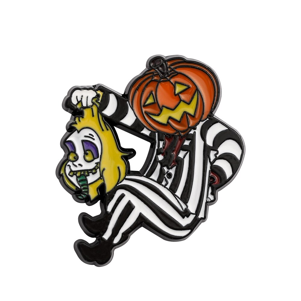 Halloween Enamel Pins Edward Scissor Hands Beetlejuice Pumpkin Head & Classic Pumpkin