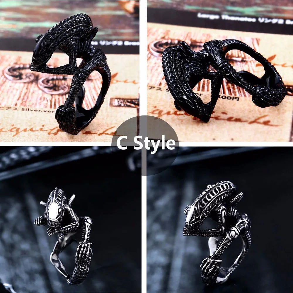 Beier Stainless Steel 3D Alien Predator Finger Gold color Rings For Men Gothic Style Movie Unique Hot sell Jewerly Gift BR8-358