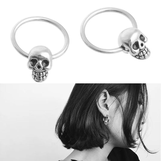 Skull Head Ear Piercing Studs Earrings Titanium Steel Ear Ghost Studs Personality jewelry gift