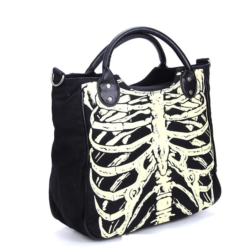 Glow in the Dark Skeleton Bones Bats Skulls Eyeballs Gothic Shoulder Bag Handbag Horror Bags Designer Handbags Shoulder Bag