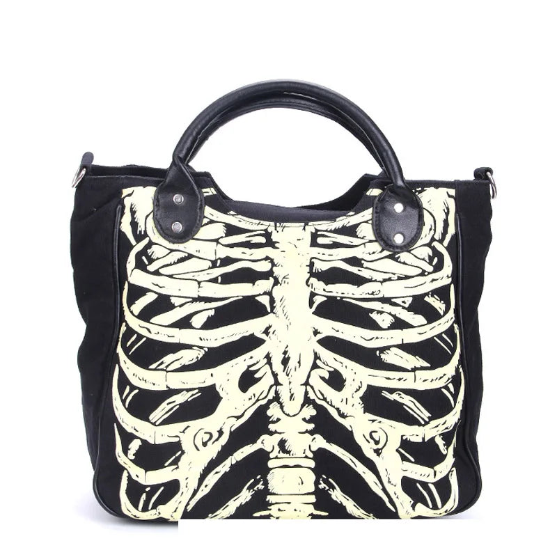 Glow in the Dark Skeleton Bones Bats Skulls Eyeballs Gothic Shoulder Bag Handbag Horror Bags Designer Handbags Shoulder Bag