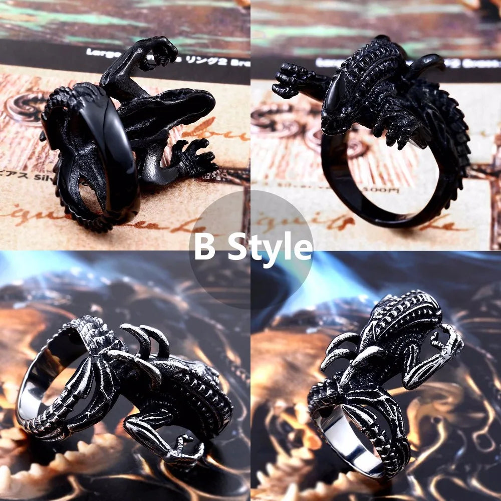 Beier Stainless Steel 3D Alien Predator Finger Gold color Rings For Men Gothic Style Movie Unique Hot sell Jewerly Gift BR8-358