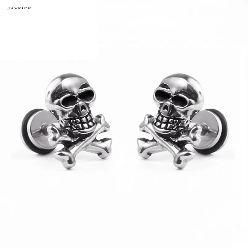 Skull Head Ear Piercing Studs Earrings Titanium Steel Ear Ghost Studs Personality jewelry gift