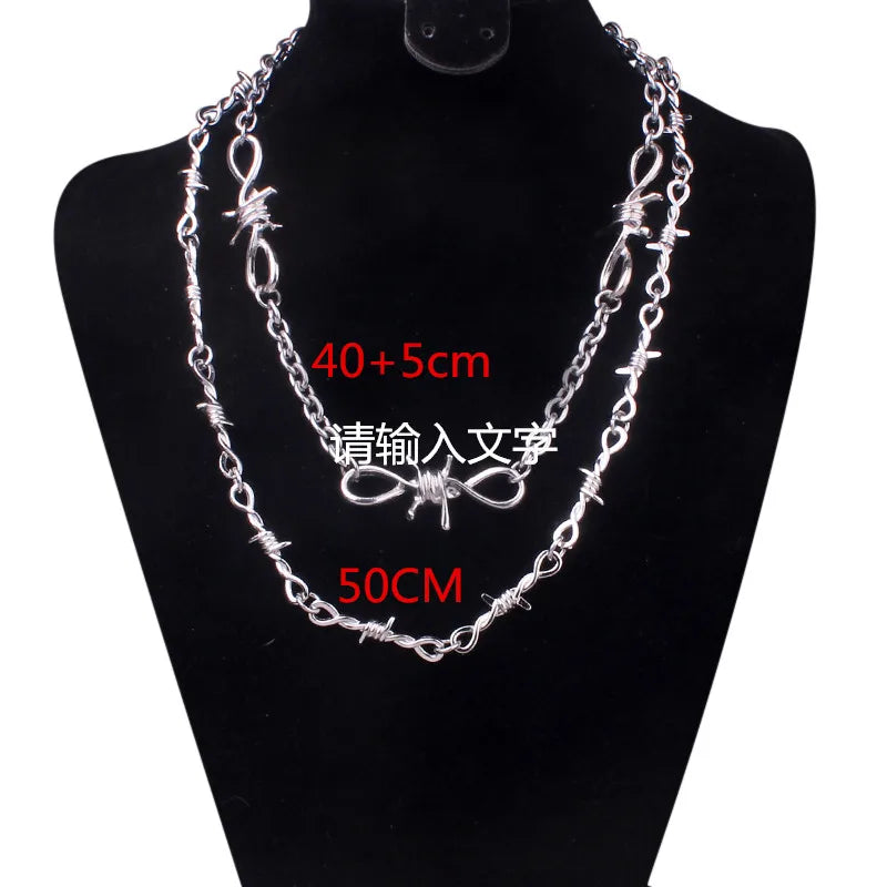 Wire Brambles Chokers Necklace For Women Punk Gothic Barbed Wire Thorns Necklaces For Men Gifts Jewelry Accessories Alloy