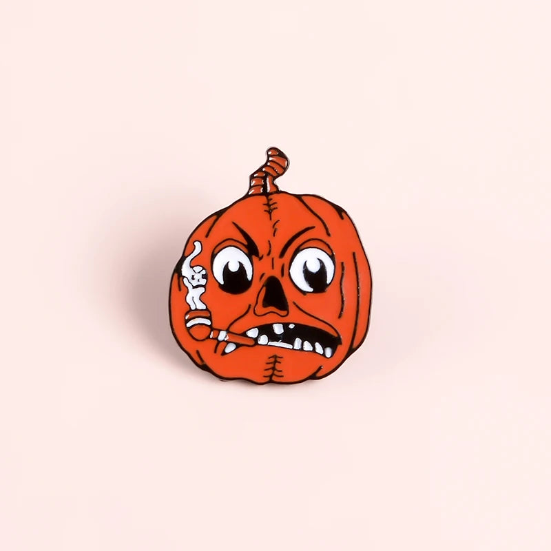 Happy Halloween Enamel Pin Custom Coffee Moon Ghost Pumpkin Umbrella Brooches Backpack Clothes Lapel Pin Fun Badge Jewelry Gift