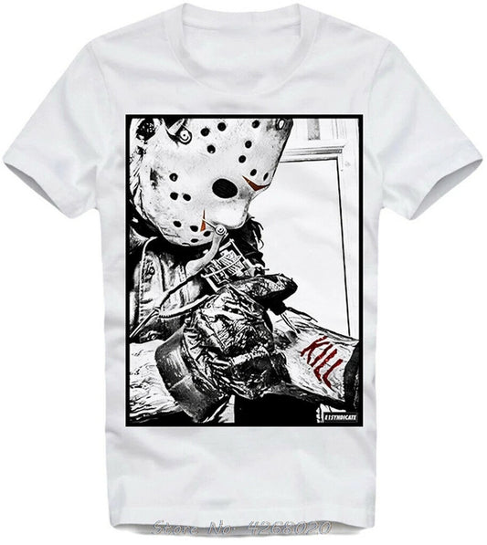 Men Cotton T Shirt Jason Voorhees Friday Horror T-shirt Summer Casual T Shirt Anime Tees Harajuku