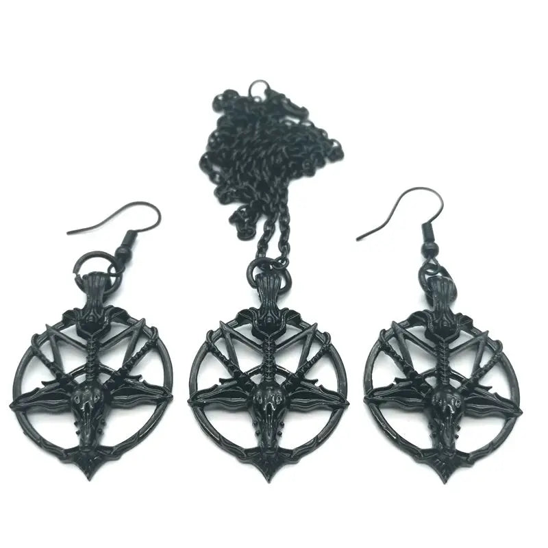 Fashion Vintage Women Men Pentagram Pan God Skull Goat Head Pendant Chain Necklace Jewelry