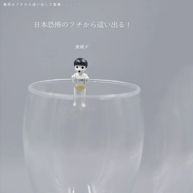 2 Piece Mini Cup Edge Decoration Sadako + Ju-on The Grudge Horror Japanese Scary Movie