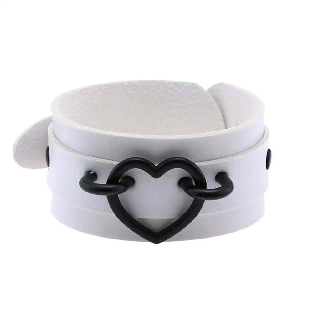 All balck punk heart  bracelets women men Leather Wristband Bracelet Cuff goth jewelry gothic  emo armbands cosplay accessories