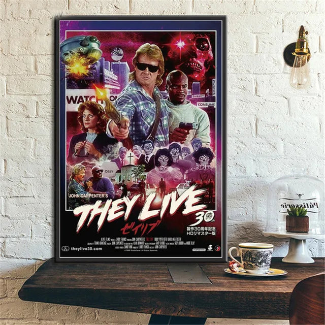 Canvas Oil Painting Hot They Live Horror Movie Film John Carpenter Poster Prints Art Wall Pictures For Living Room Home Decor