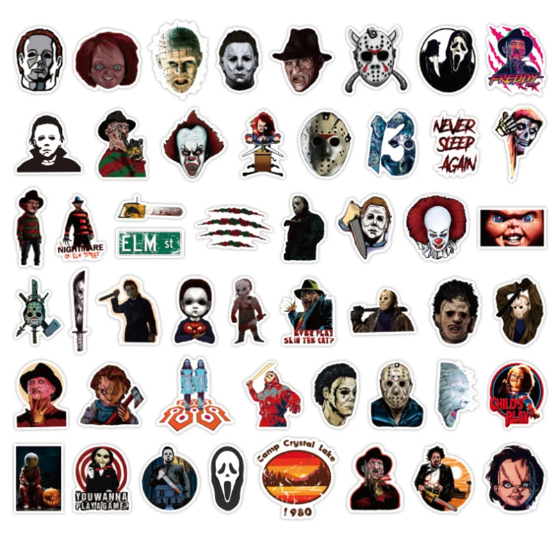 10/30/50pcs   Halloween Themed Horror Characters  Graffiti Waterproof Skateboard Travel Suitcase Phone Laptop Luggage Stickers