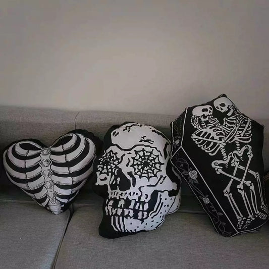 Shaped Cushion Heart-Shaped Coffin Living Room Skull Frame Stylish Decorative Gift Vintage Tattoo Shop Bar Decoration Modern