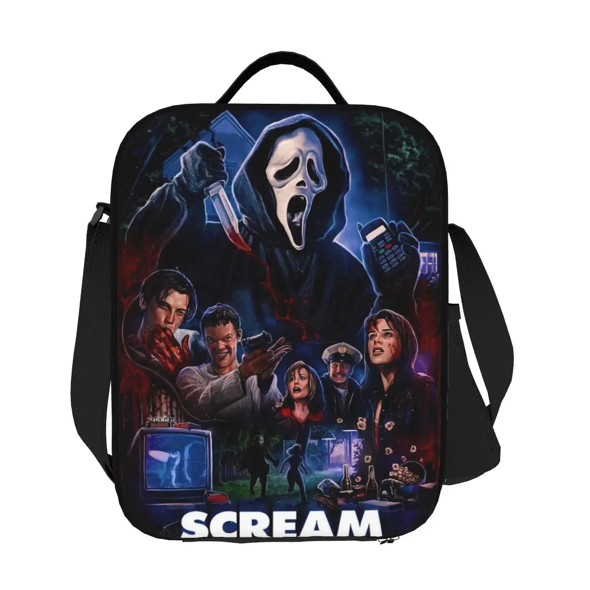 Custom Horror Movie Killer Lunch Bag Women Thermal Cooler Insulated Lunch Box for Kids School Children