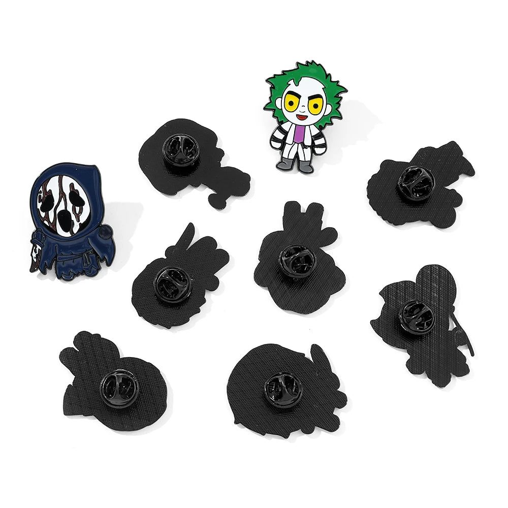 Cute Horror Movie Figure Enamel Pins Halloween Metal Badges for Women Men Cartoon Brooch Jewelry Festival Accessories Gift