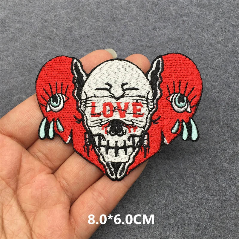 Horror Ghost Embroidery Patch Punk Skull Sewing Fusible Patch DIY Iron on Patches for Clothing Thermoadhesive Patches Sticker