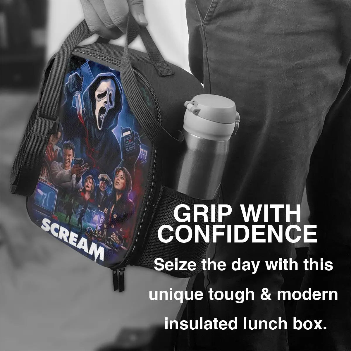 Custom Horror Movie Killer Lunch Bag Women Thermal Cooler Insulated Lunch Box for Kids School Children