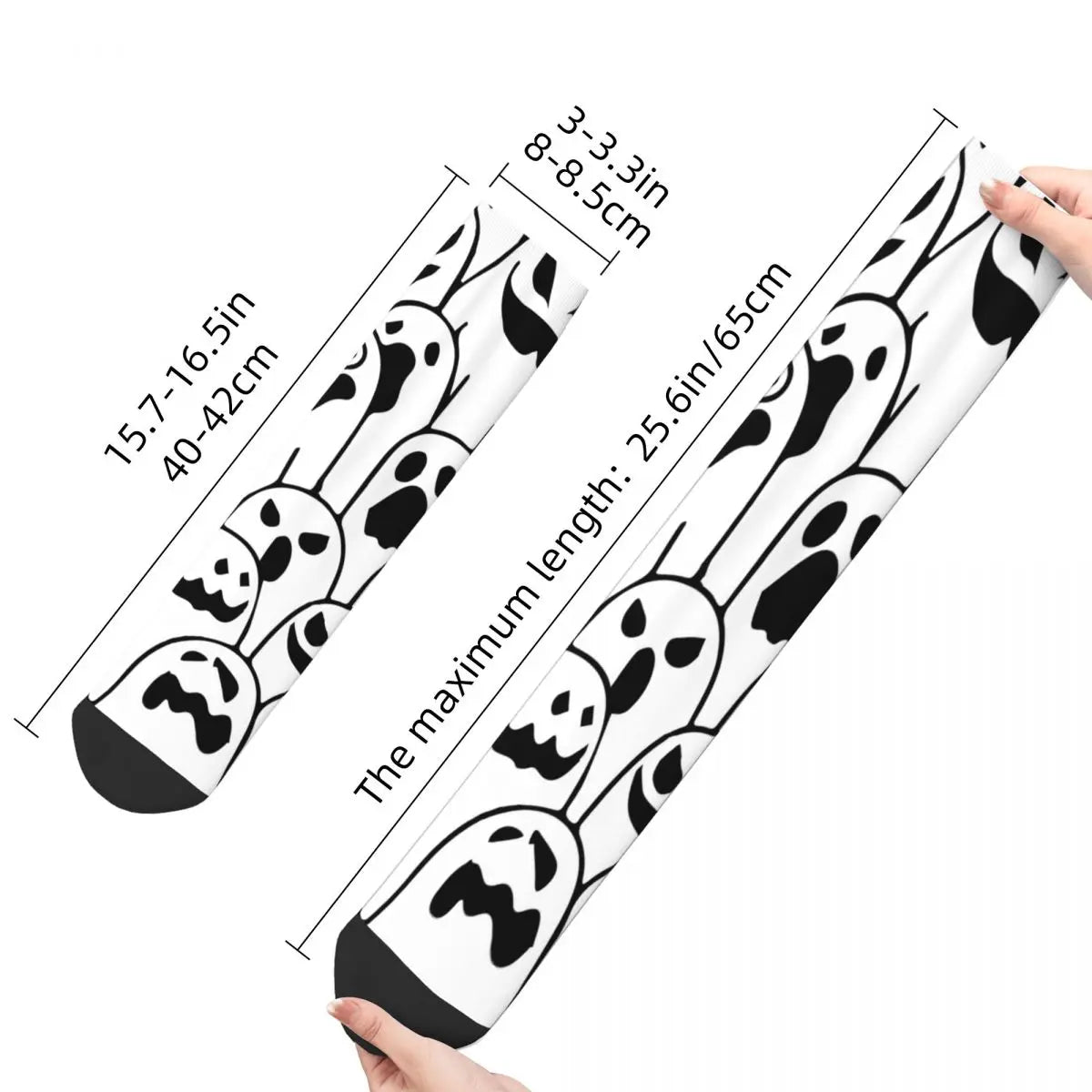 Halloween Ghost Pattern Funny Men's Socks Retro Ghost Face Hip Hop Seamless Crew Sock Gift Pattern Printed