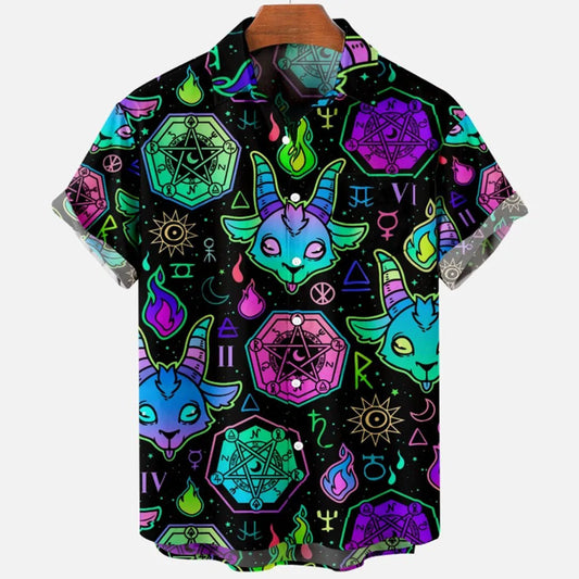 Devil Horror 3d Print Hawaiian Shirts. Multiple Styles Men Clothes Loose Breathable Men's Shirts Summer Male Shirt Male Clothes Short Sleeve Shirt