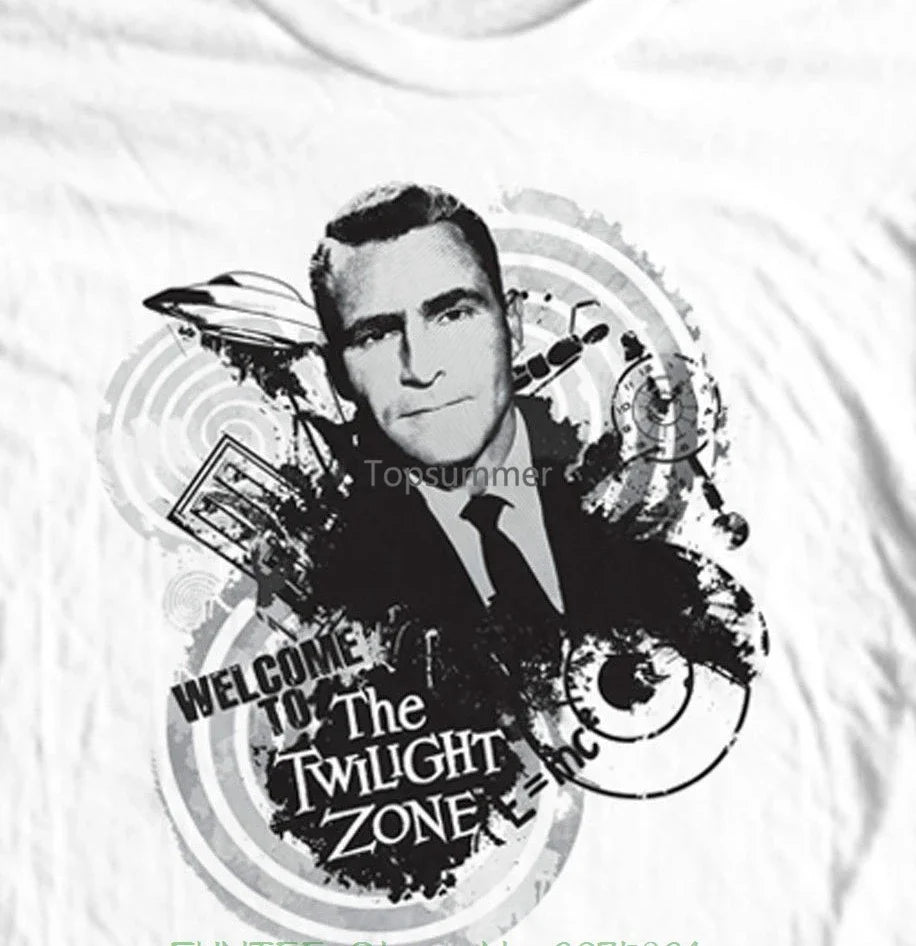 100% Cotton T-Shirts For Man The Twilight Zone T-Shirt Vintage Science Fiction Tv Show 100% Cotton Men'S Tee