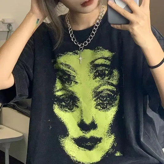 Oversized T-shirt Y2K Grunge Summer goth Clothing Female Loose Femal T-shirt Y2k Print High Street Clothing Harajuku Clothes