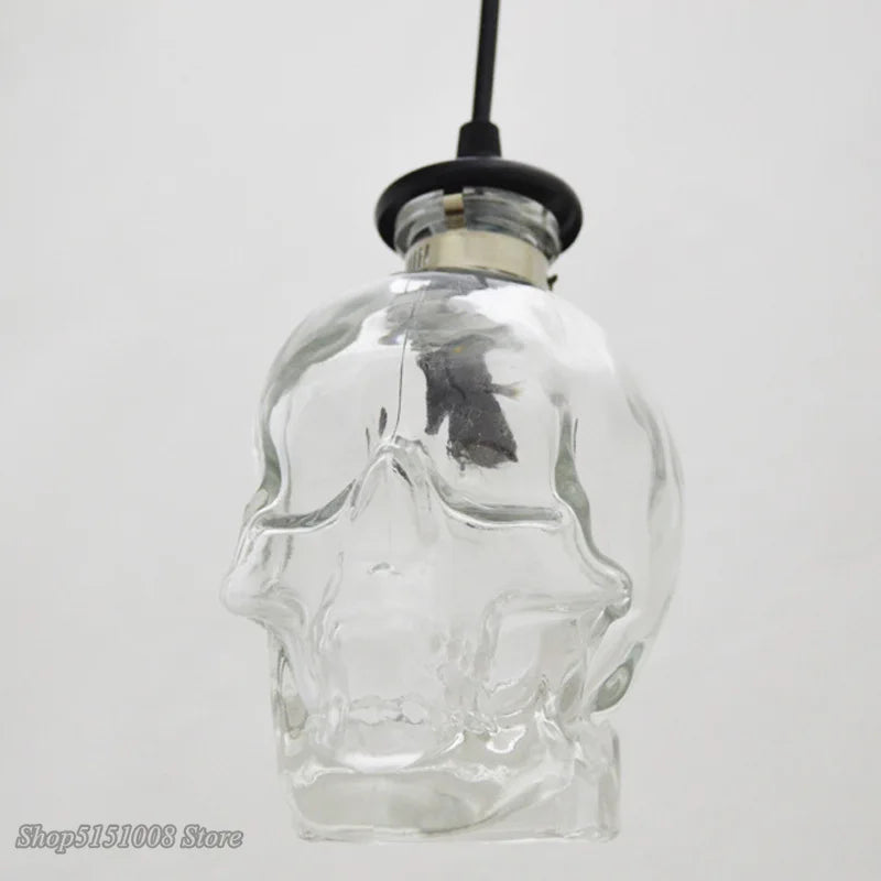 Retro Skull Clear Glass Pendant Dinning Room Bar Glass bottle Pendant Lamp Demon Ghost Skeleton for art Home Decor Light Fixture