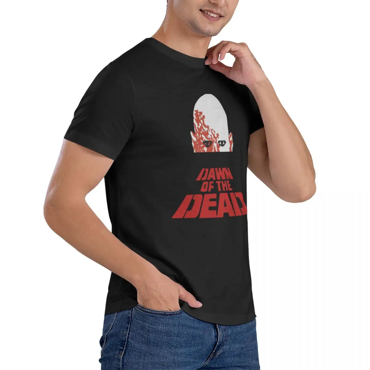 Men's Poster T Shirt Dawn Of The Dead 100% Cotton Tops Cool Short Sleeve Round Collar Tee Shirt New Arrival T-Shirts